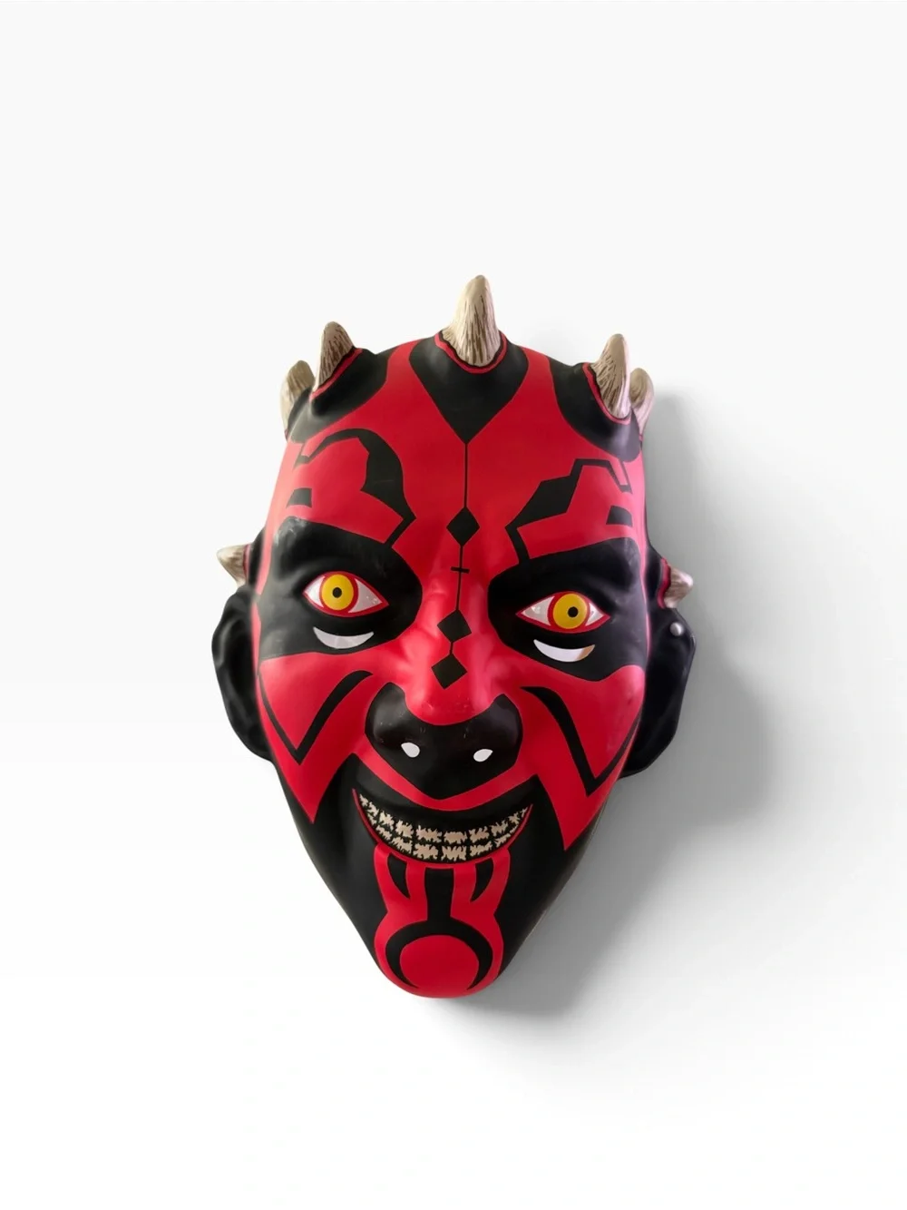 Darth Maul Costume Mask Rubies Costumes Red Black with Head Strap Vinyl Plastic